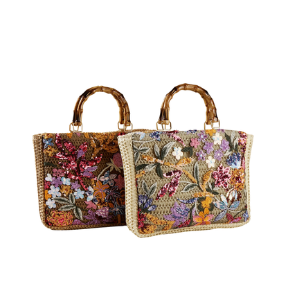 Sac Cabas Bohème Brodé – Anses Bambou