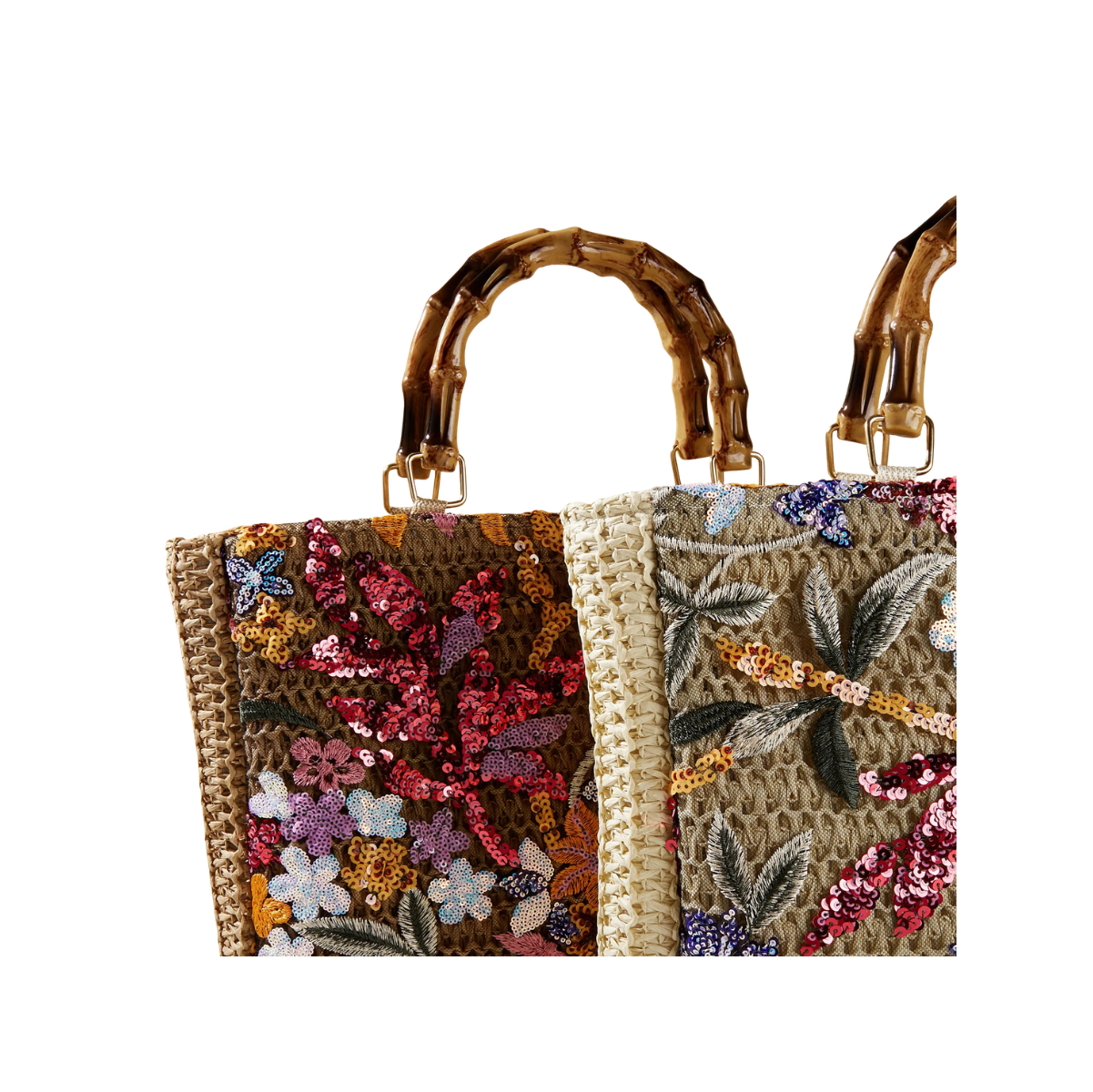 Sac Cabas Bohème Brodé – Anses Bambou
