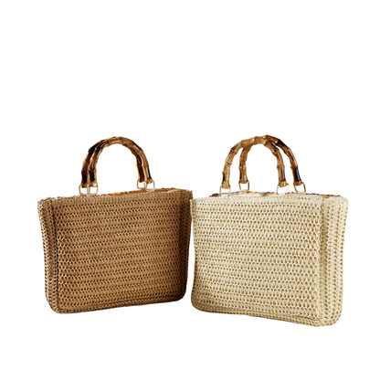 Sac Cabas Bohème Brodé – Anses Bambou