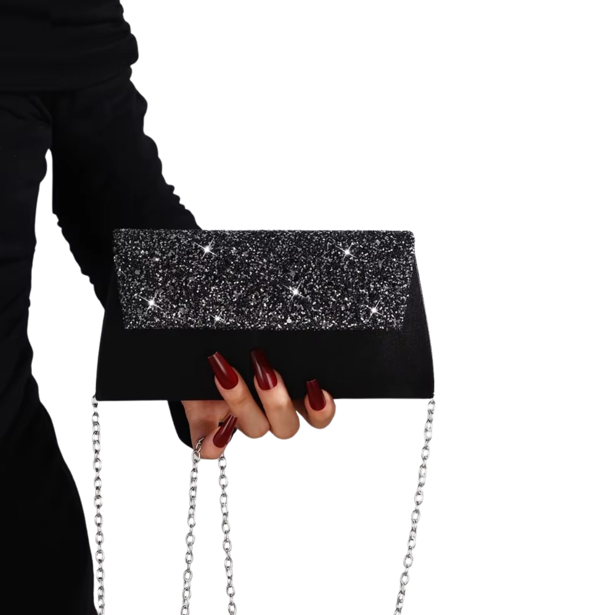 Pochette de Soirée Noire à Paillettes | Élégance Assurée
