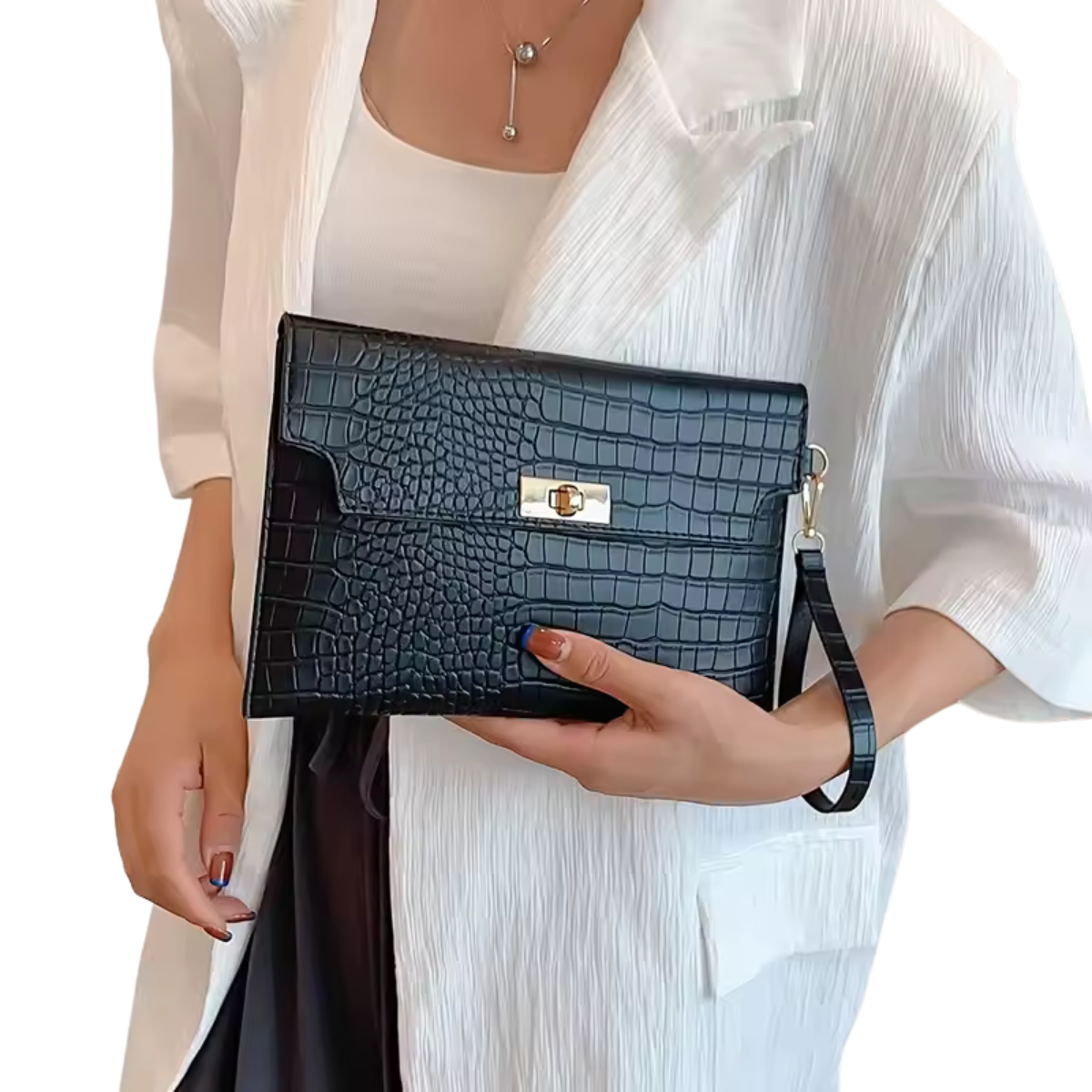 Pochette Effet Croco – Élégance Vegan & Design premium